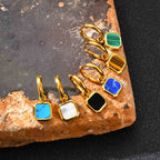 Natural Stone Huggie Hoop Earrings — SS