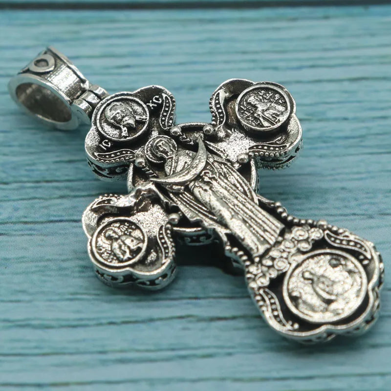 Orthodox Cross Silver Pendant Necklace