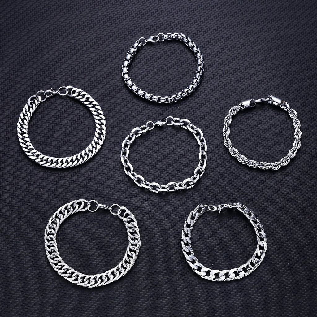 2022 New Trendy 316L Stainless Steel Base Chain Bracelet for Men Women Link Cuban Byzantine Coffee Beans Pig Nose Jewelry Gift