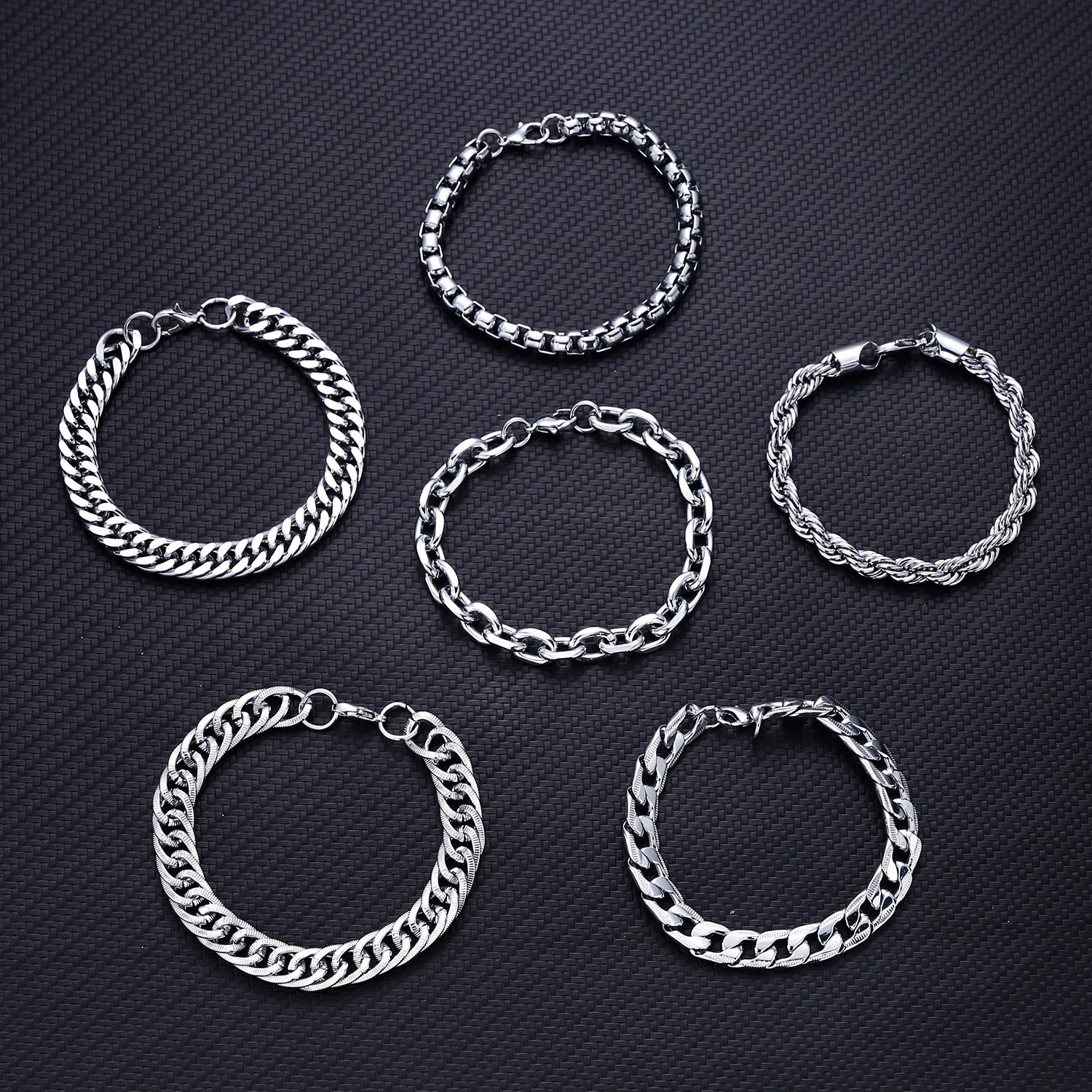 2022 New Trendy 316L Stainless Steel Base Chain Bracelet for Men Women Link Cuban Byzantine Coffee Beans Pig Nose Jewelry Gift