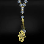 Vintage Hamsa Beaded Pendant Necklace — Steel