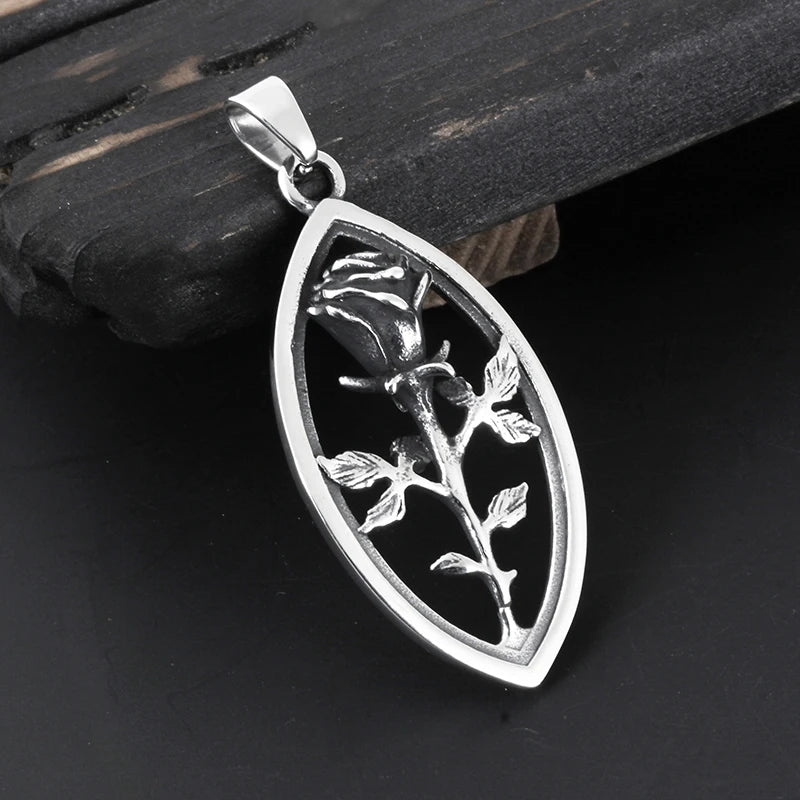 Rose Stainless Steel Pendant Necklace