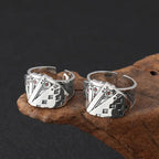 Buyee Silver Unique Ring Finger Excellent Poker Open Ring for Woman Man Fashion Punk Fine Jewelry Circle with Box