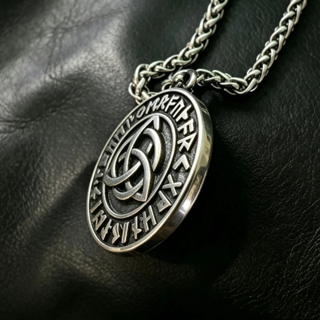 316L Stainless Steel Celtic Rune Pendant Necklace For Men Vintage Viking Amulet Charm Chain Necklaces Jewelry Gift