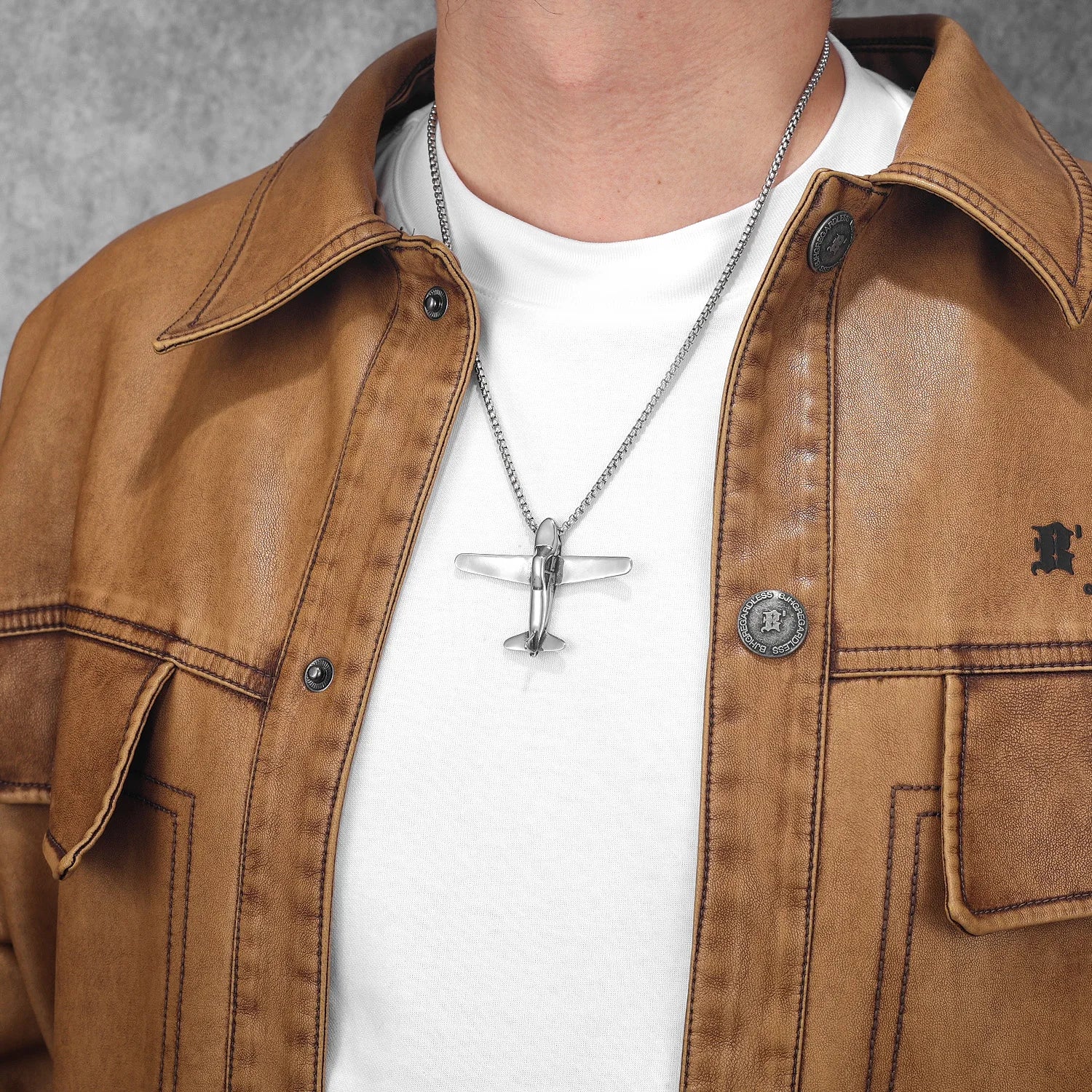 Airplane Pendant Necklace — Stainless Steel