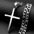 Hip Hop Vinatge Thick Cross Pendant Necklace for Men Stainless Steel Silver Color Faith Chain Necklaces Gift Jewelry