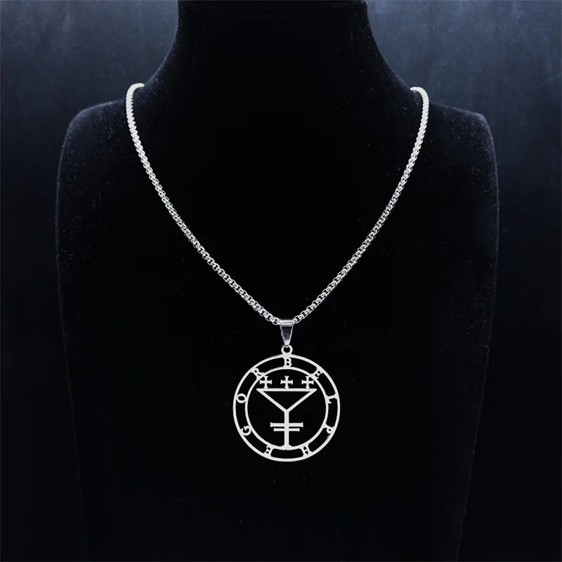 Belphegor Seal Round Pendant Necklace — Stainless Steel