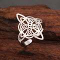 LIKGREAT Hollow Trinity Witch Knot Adjustable Ring for Women Men Stainless Steel Celtics Knot Amulet Couple Jewelry BirthdayGift
