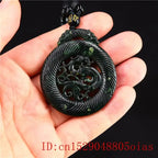 Jade Phoenix Pendant Necklace Charm Natural Chinese Amulet Fashion Black Green Gifts Jewellery Carved