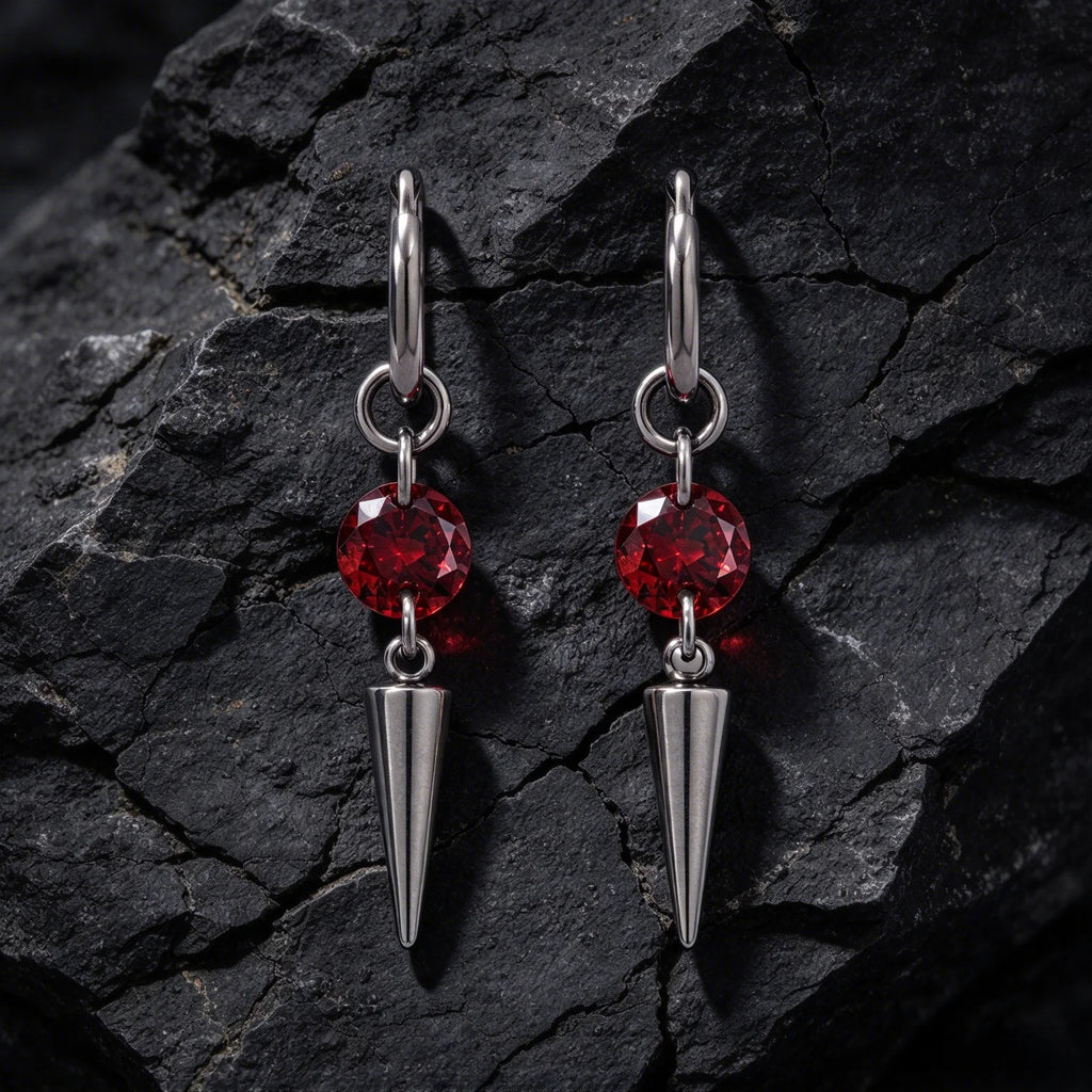 Colorful Cubic Zircon Huggie Hoop Earrings — Cone Spike Dangle