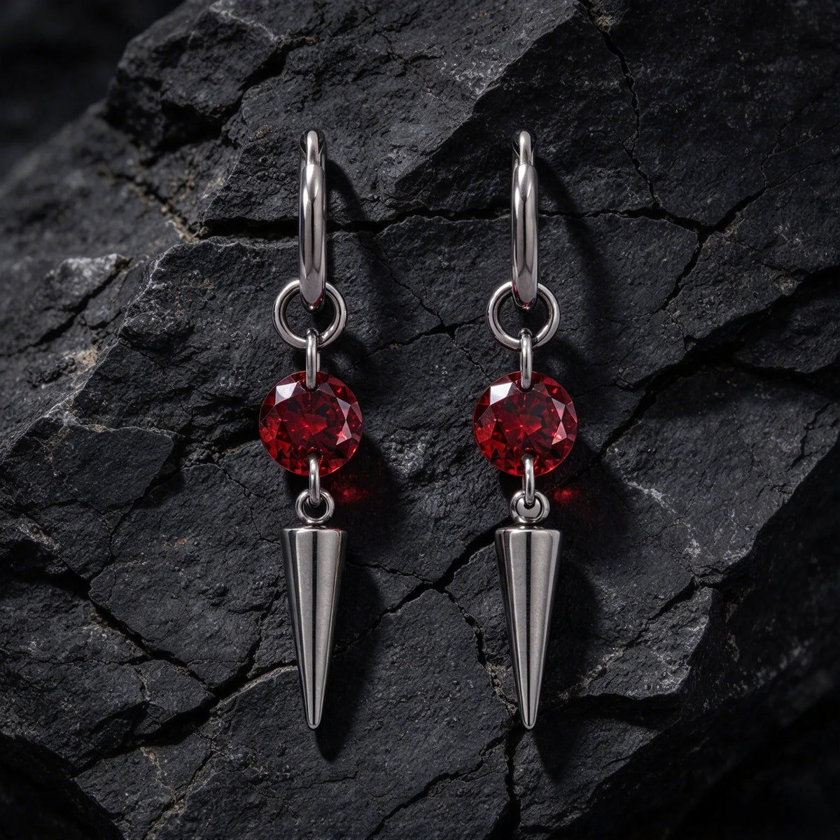 Colorful Cubic Zircon Huggie Hoop Earrings — Cone Spike Dangle