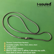 5mm Silver-Tone Rope Chain Necklace Hypoallergenic