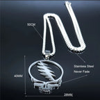 2024 New fashion punk rock band Grateful Dead Skull stainless steel necklace personality alphanulose collarbone chain