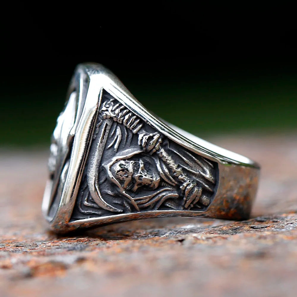 Death Sickle Skull Ring — 316L Stainless Steel