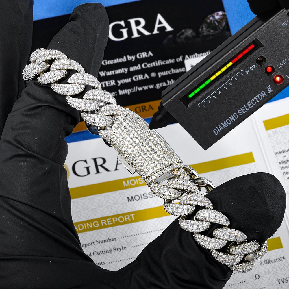 ESKEEM Hip Hop Jewelry Gift 925 Sterling Silver Moissanite/CZ Necklace Iced Out Diamond Personalized Cuban Link Chain