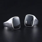 Black Agate Ring — 925 Silver