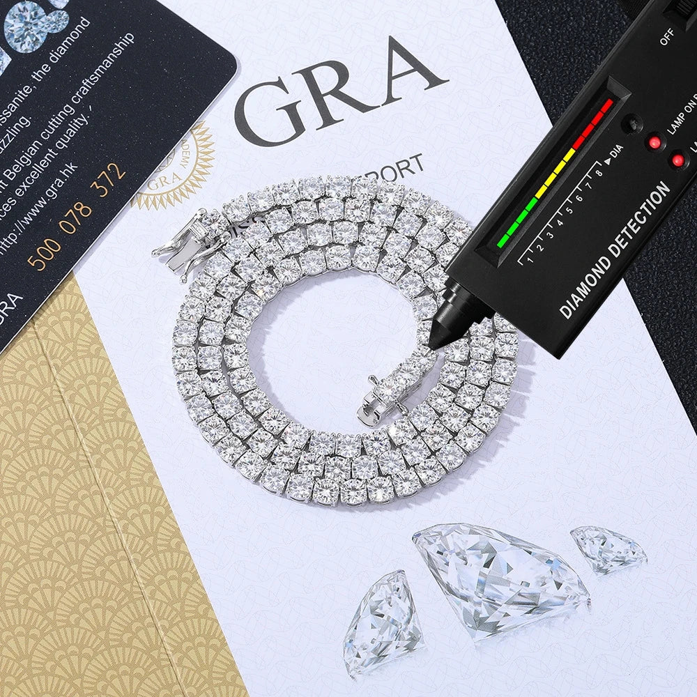S925 Stering silver D VVS1 Moissanite Tennis Necklace 3/4/5/6mm GRA for Women Man Jewellery Zircon