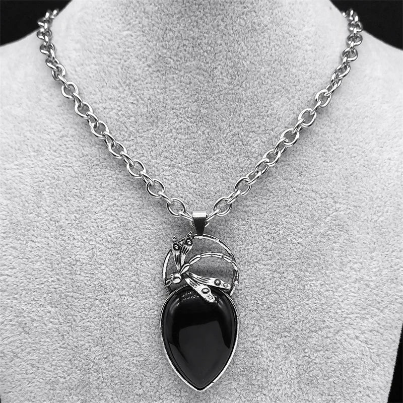 Dragonfly Silver Pendant Vintage Goth Water Drop