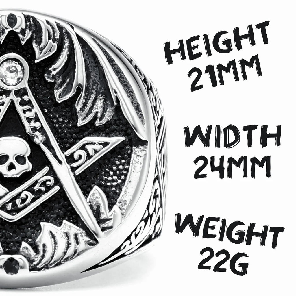 Masonic Skull Ring 316L Stainless Steel Men Eye of Truth Freemasonry Rock for Rider Male Boyfriend Jewelry Best Gift