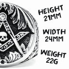 Masonic Skull Ring 316L Stainless Steel Men Eye of Truth Freemasonry Rock for Rider Male Boyfriend Jewelry Best Gift