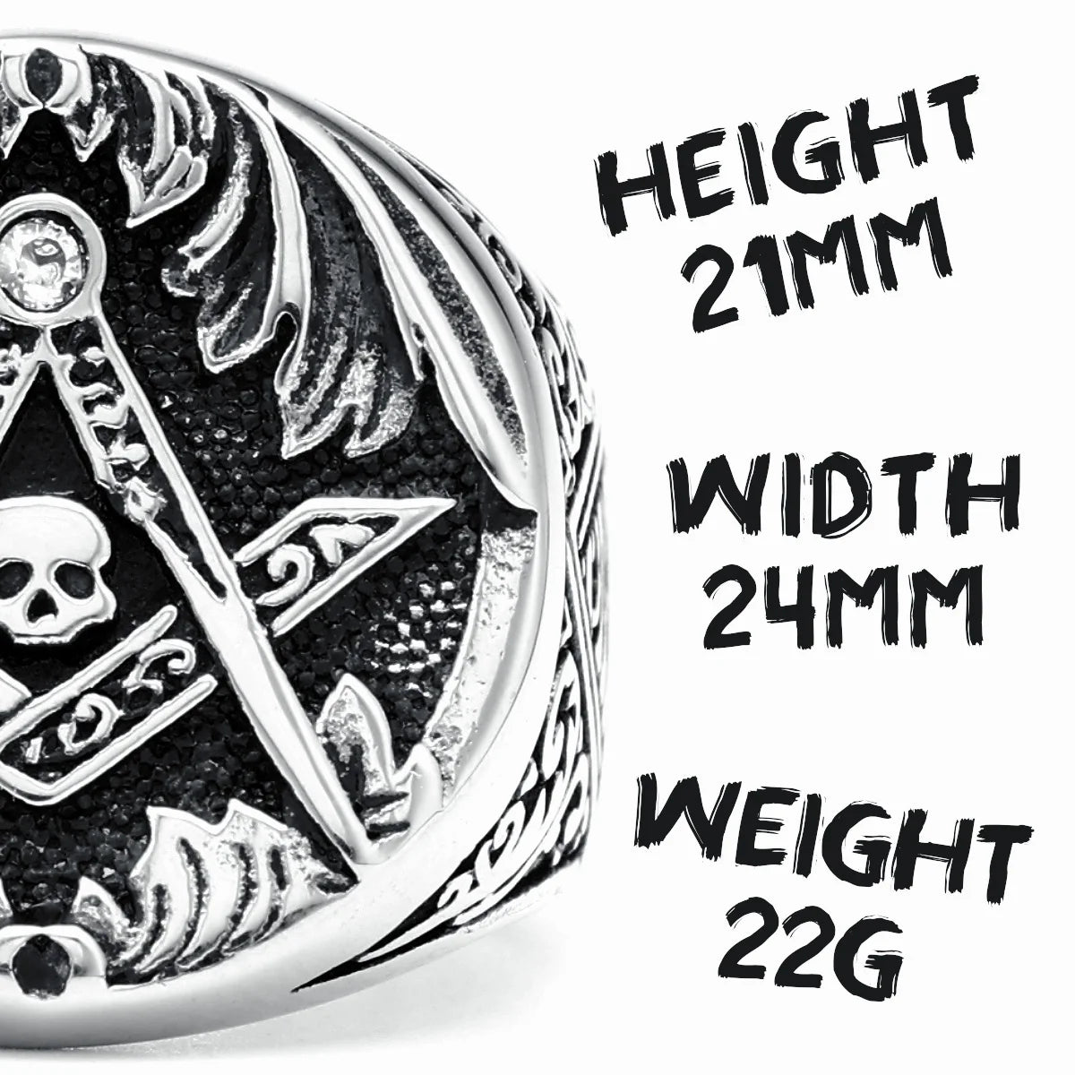 Masonic Skull Ring 316L Stainless Steel Men Eye of Truth Freemasonry Rock for Rider Male Boyfriend Jewelry Best Gift