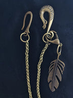 Indian Feather Keychain Pants Chain 5mm Snake Chain 22 Inch