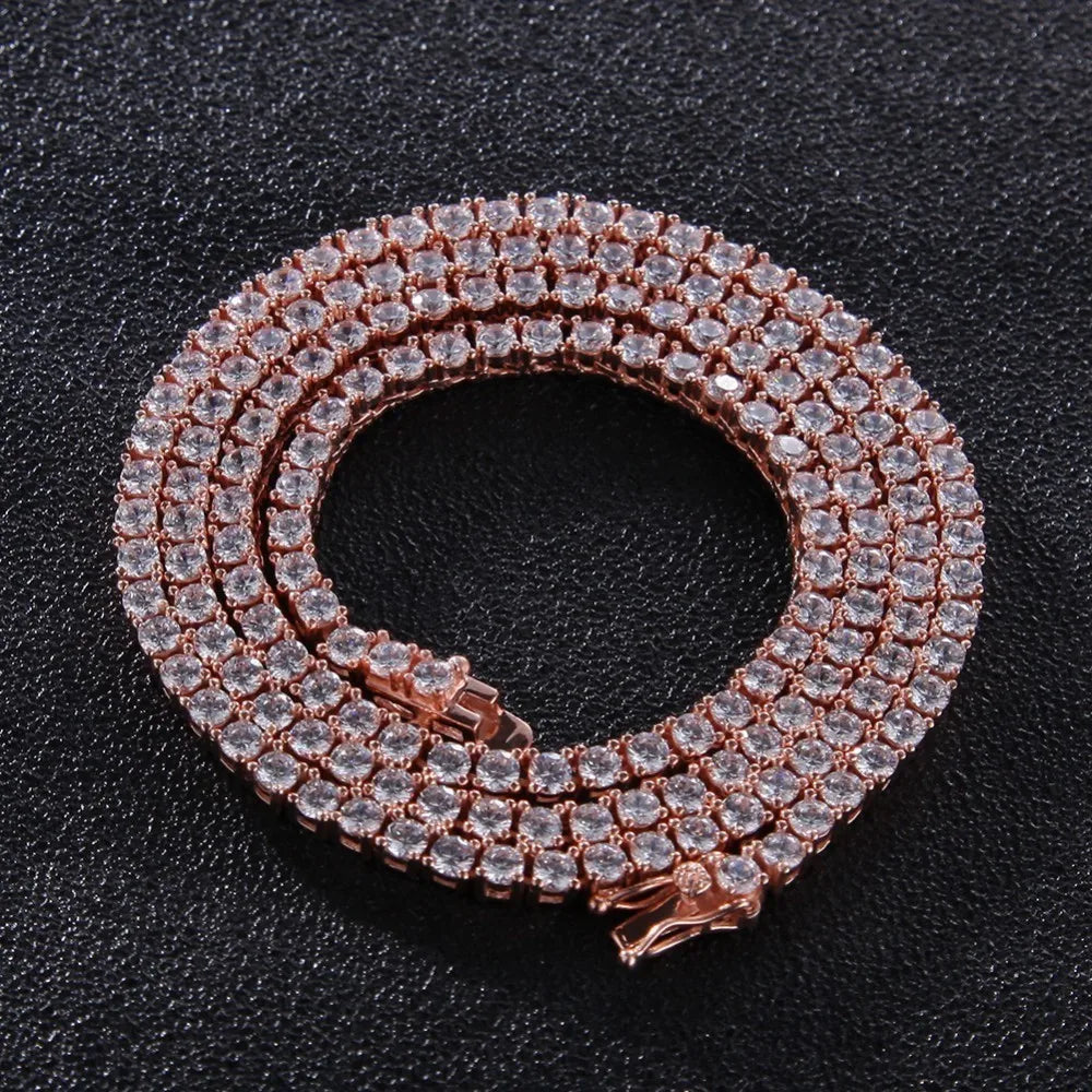Uwin 3mm 4mm 5mm Round Cut Iced Out Cubic Zirconia Tennis Link Chain Hiphop Top Quality CZ Box Clasp Necklace Women Men Jewelry