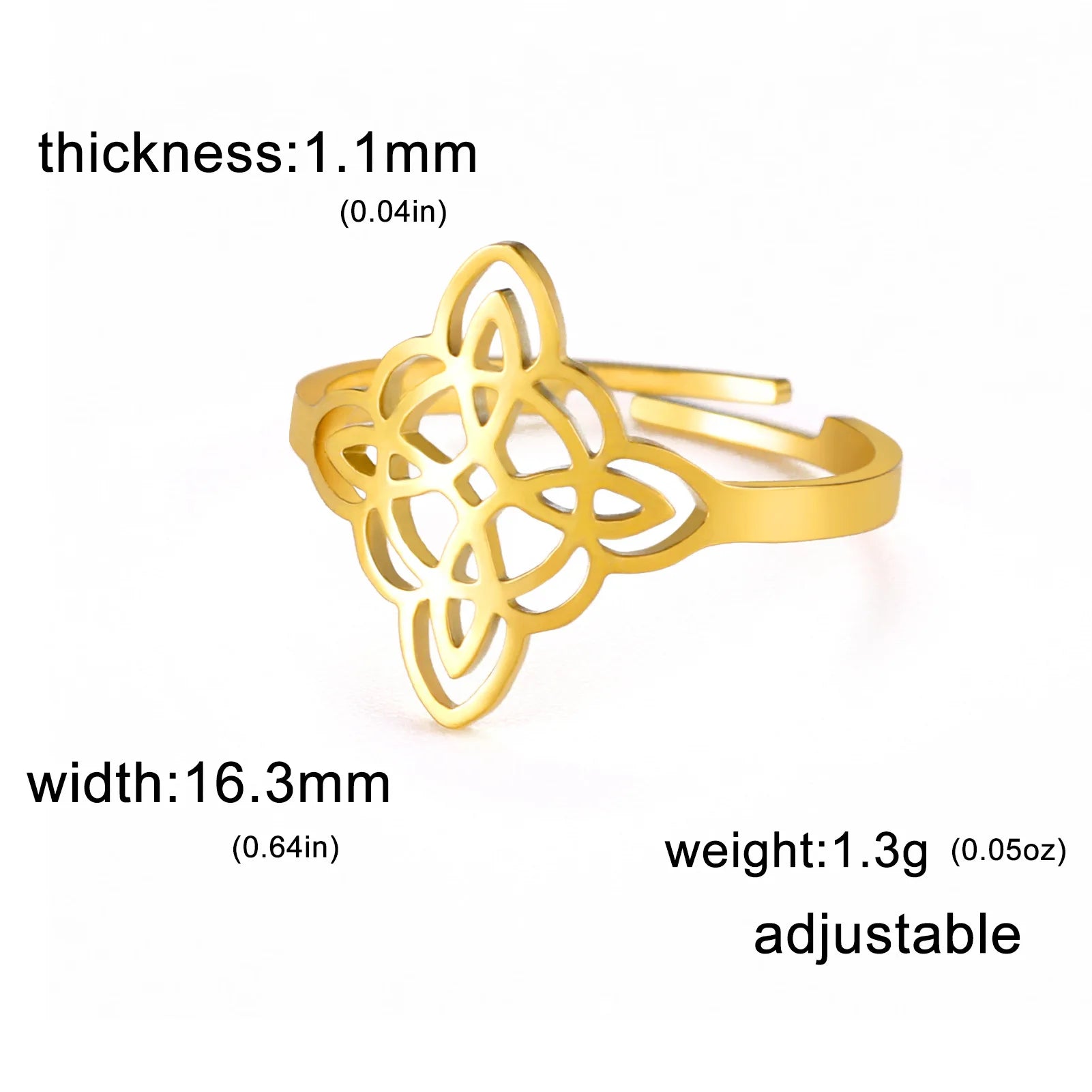 YILUOCD Witchcraft Stainless Steel Open Ring Supernatural Witch Knot Rings For Women Wiccan Cross Protection Amulet