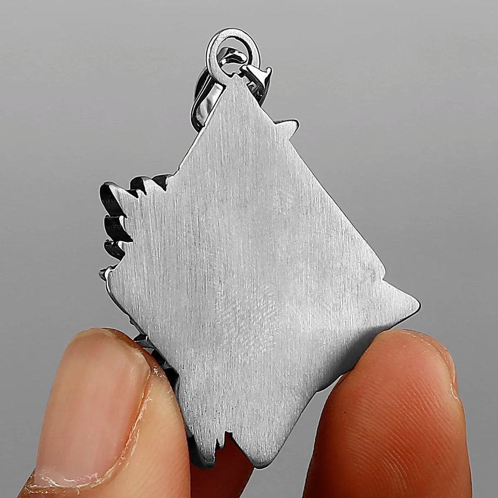 Viking Wolf Head Geri and Freki Necklace — Stainless Steel