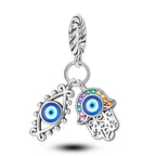 Devil's Eye Cross Charm Pendant — Silver