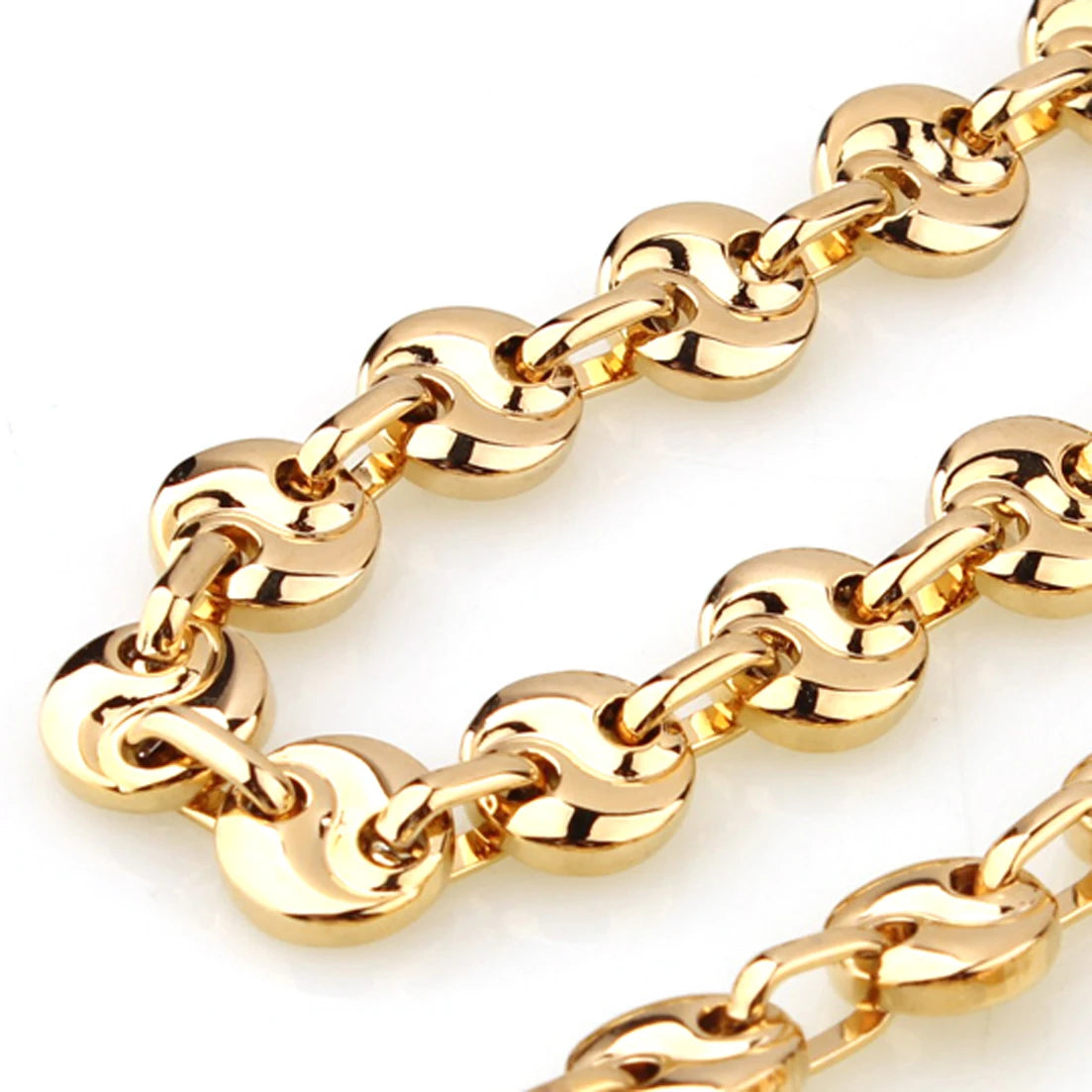 Coffee Bean Chain Necklace 10mm — Gold