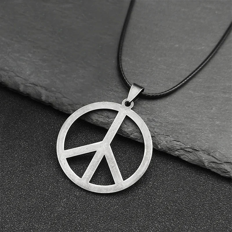 Steel Pendant Punk Peace Symbol Vintage Antique