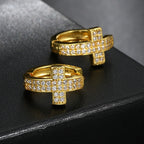 Cross Iced Out Earrings Stainless Steel CZ