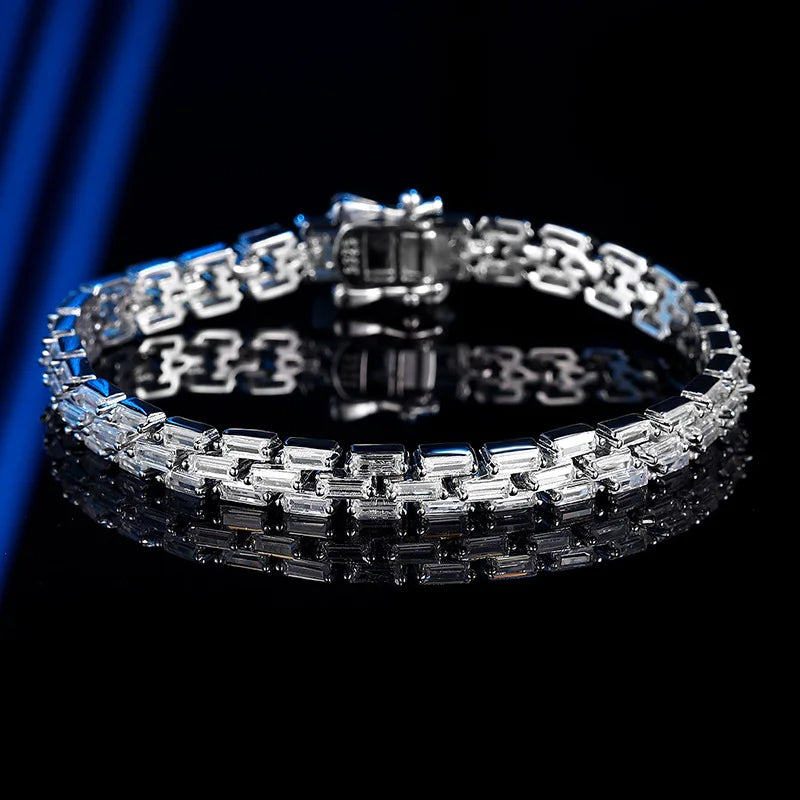 Luxury Solid Platinum PT950 Women's Moissanite Full Diamond Bracelet Women's Tennis Chain Ladder Single Row Diamond Bracelet