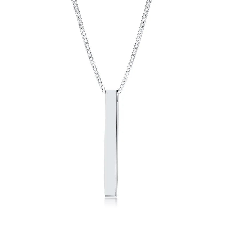 Vertical Bar Rope Cuban Chain Pendant — SS
