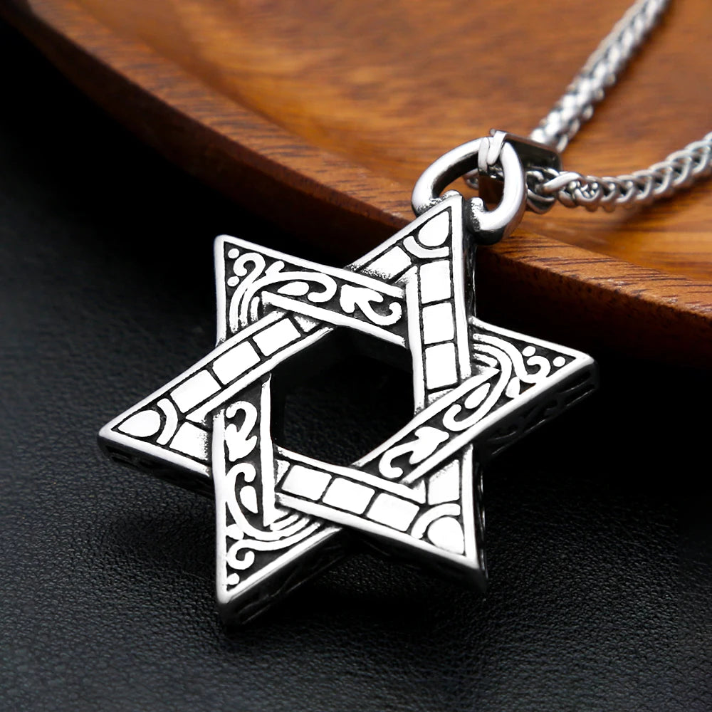 Star Steel Pendant Vintage David Punk Hexagonal