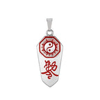 Yin Yang Runes Amulet Pendant Necklace — Two-Tone Sweater Chain