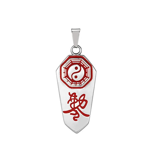 Yin Yang Runes Amulet Pendant Necklace — Two-Tone Sweater Chain