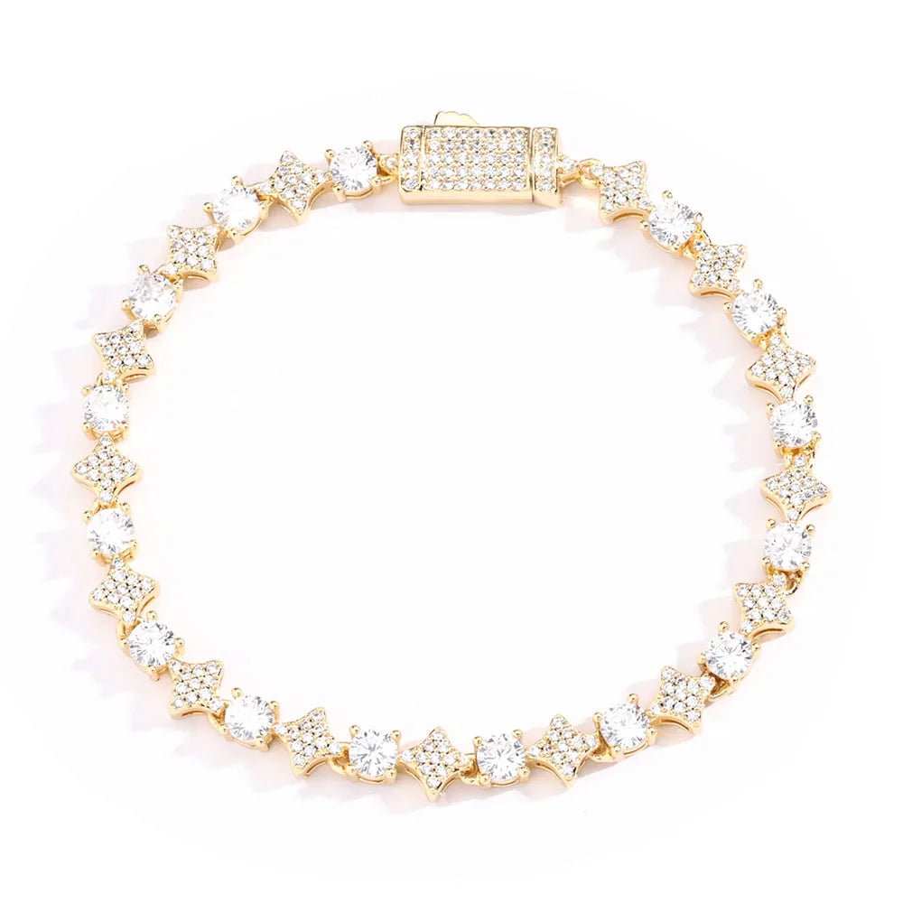 Star Tennis Chain Necklace Iced Out CZ