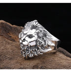 QEENKISS 925 Sterling Silver Ring for Men Father Vintage Adjustable Lion King Ring Fine Jewelries Wholesale Party Gift RG6721