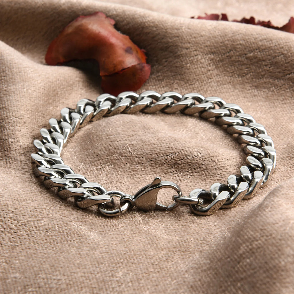 316L Stainless Steel Cuban Chain Bracelet For Men Punk Hand Chain Male Jewelry Accessories 8mm-14mm Wide