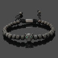 Luxury Royal Black Leopard Head Man Bracelet Stainless Steel Beads Hand Jewelry Big Boy Gift