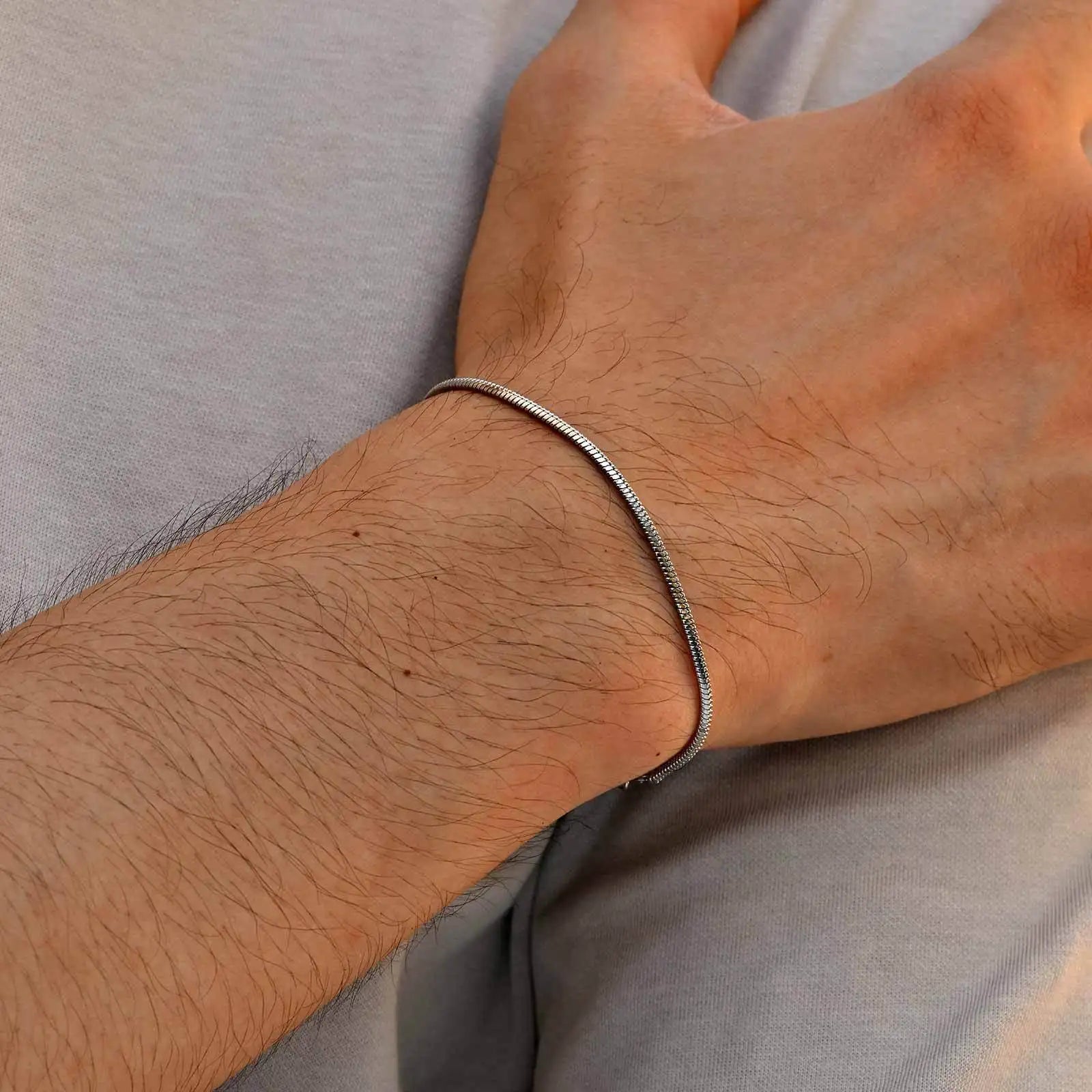 Thin Chain Bracelet Set 3pcs — Silver