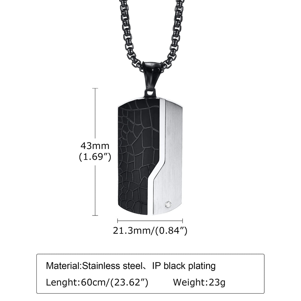 Men's Stylish Dog Tag Pendant Necklace, Stainless Steel Geometric Dog Tag Necklace, Fashion Casual Jewelry Gifts for