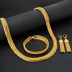 Chunky Chain Cross Collar Necklace Earrings Bracelet Set