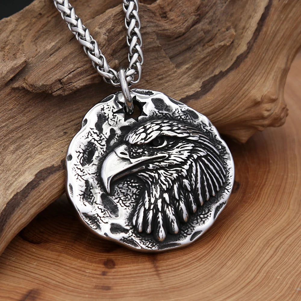 Eagle Steel Pendant Vintage Head 316L American