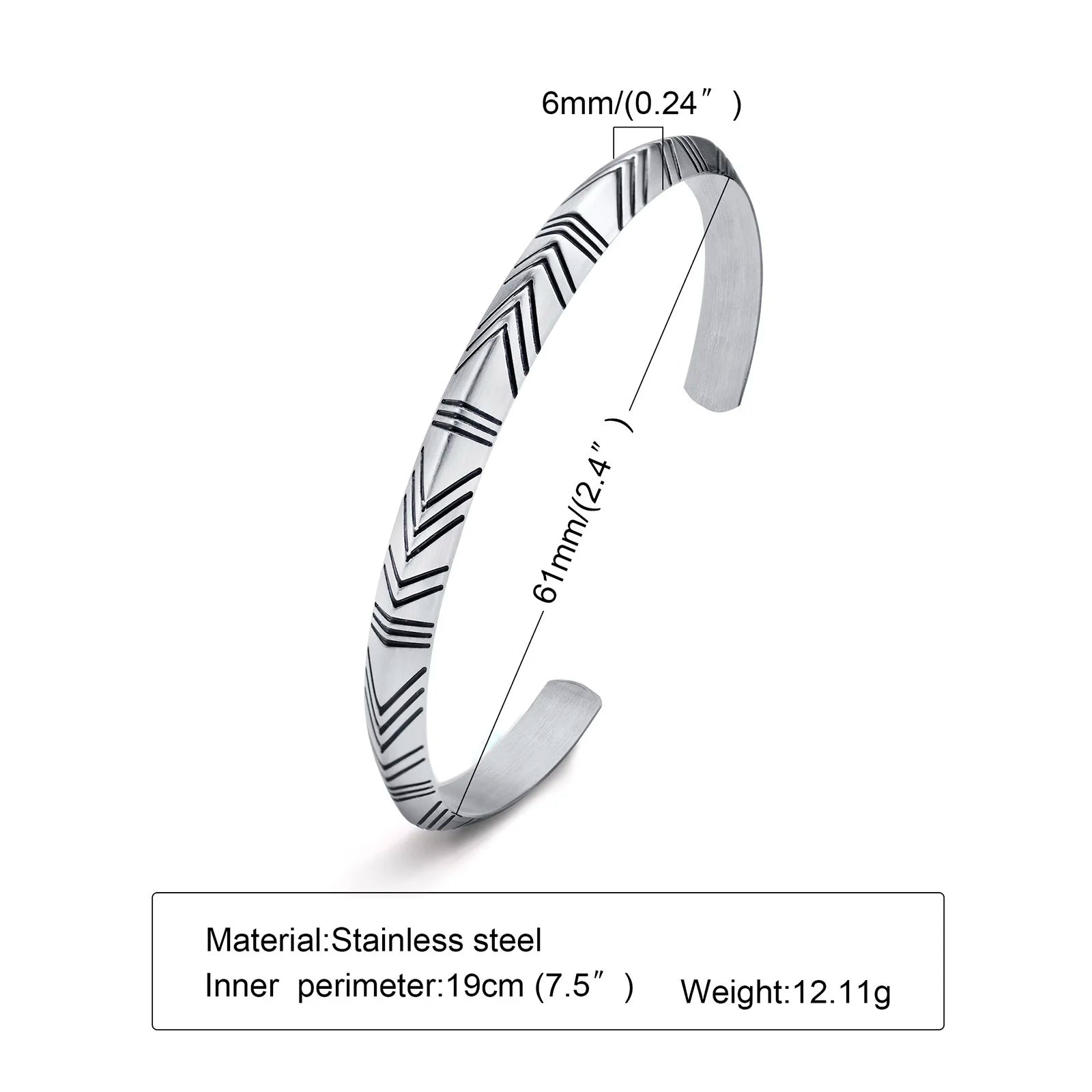 Minimal Thin Cuff Bangle Bracelet — Stainless Steel