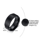 Matte Black Wedding Engagement Band Ring — Stainless Steel