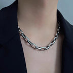 Men Thick Rectangle Paperclip Link Choker Necklace 316L Stainless Steel No Pendant Minimalist Hop Street Layer Neck Jewelry