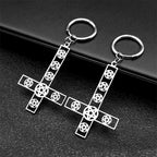 Cross Jesus Steel Earrings Inverted Occult Pentagram